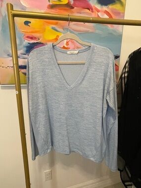 rag & bone‎ Light Blue Ribbed V-Neck Sweater Large